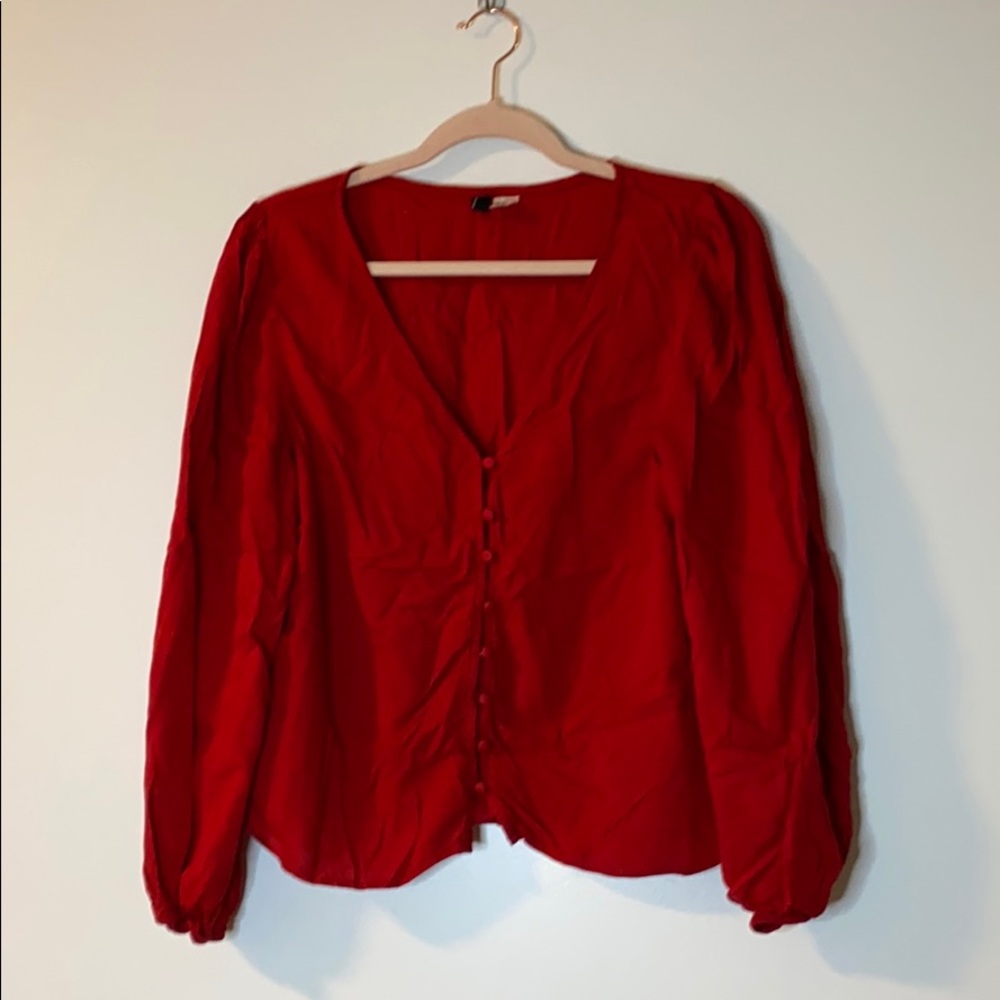 H&M Red Peasant Blouse